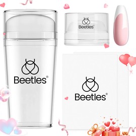 beetles Gel Polish Beetles Nail Stamp, 4Pcs French Tip Tool Easy Manicure Nail Stamper Single Head Soft Silicone Long & Short French Tip Stamp Tool with 2Pcs Nail Scraper Decorations Valentine's Day Gift for Women