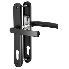 GANZTECH 1 Set Black PVC Aluminum Door Handle 92mm PZ (Center) Backplate 243mm 210mm Screw to Screw Black Replacement PVC Door Handle