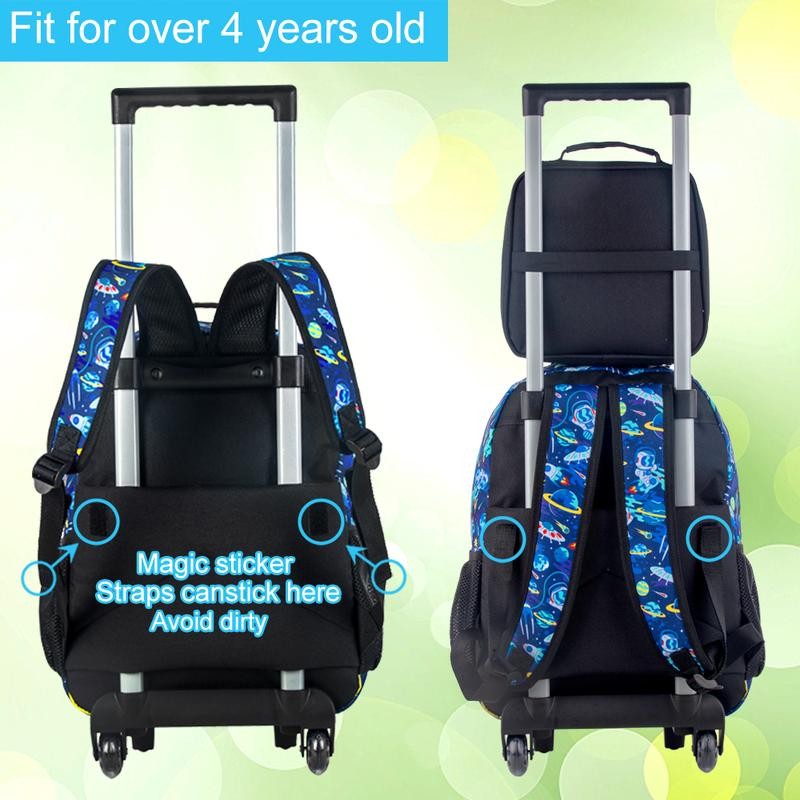GXTVO Rolling Backpack for Boys, 3PCS Kids Roller Bookbag with