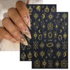 8 Sheets Star Sun Nail Art Stickers 3D Self-Adhesive Gold