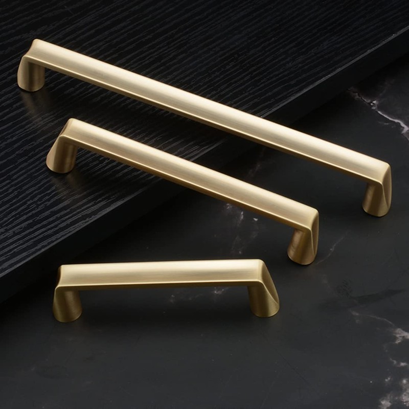 Myxekllo Gold Cabinet Drawer Pulls, 96mm Brushed Brass Pulls Handles