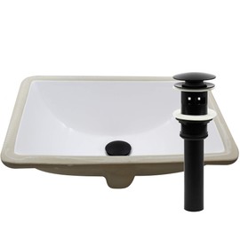Novatto (NOVB0) Rectangular Undermount White Porcelain Sink with Matte Black Drain Set (NP-U193902MB)