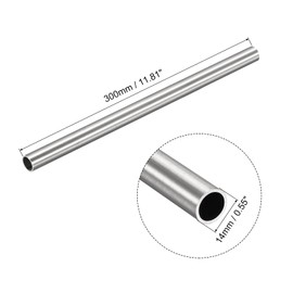 sourcing map 300 mm Length Stainless Steel Tube 14 mm Outer Diameter, Seamless Straight Pipe 1 mm Wall Thickness, 304 Stainless Steel Round Tube for Industry Construction Garden Household Crafts Decoration