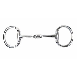 Shires Flat Ring Eggbutt with Lozenge Horse Snaffle Bit, Stainless Steel (6.0")