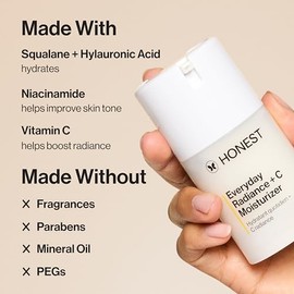 Honest Beauty Everyday Radiance - Hidratante ligero con vitamina C, ilumina mejora el tono de la piel, suave para pieles sensibles, sin fragancia, veg