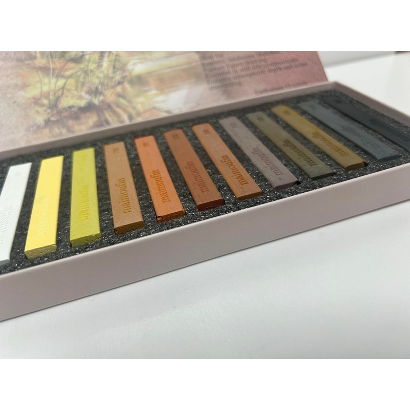 MAIMOUFIN 12-Pack Earth Tone Square Soft Pastels Water-Soluble Blendable Artist