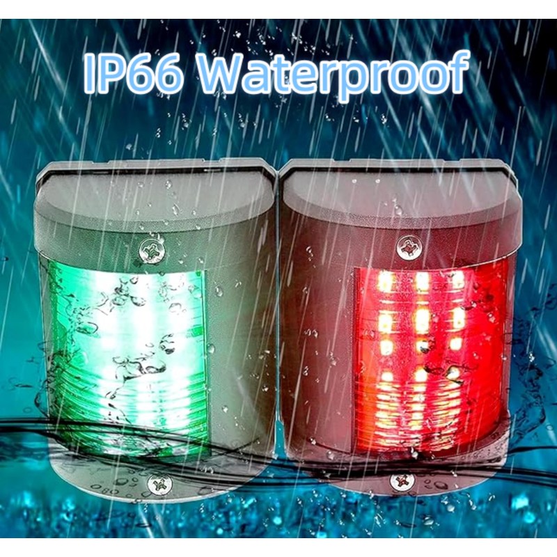 Boat 12V/24V Navigation Signal Light, IP66 Waterproof LED Indicator Red