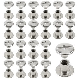 50 Pairs Chicago Screws Nickel-Plated Carbon Steel Book Screws Silver Binding Screws 5 x 6 mm Screw Rivets for Leather Album Book DIY Handbags