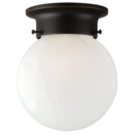 Design House 514521 Traditional 1 Indoor Ceiling Mount Globe Light Dimmable for Bedroom Dining Room Kitchen, No Pull Chain, Oil Rubbed Bronze