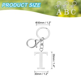 PATIKIL Initial Letter Key Chain, Letter A-Z Keychain Initials Keyring Cute Metal Alphabet Keyrings for Keys Handbag Backpack, Silver (T)