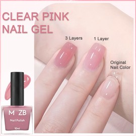 ASMAYSA Pink Clear Nail Polish, Jelly Pink Gel Polish for Girls, Water Based Nail Polish, Jelly Gloss Pink Nail Polish Quick Dry, Pink Nude Gel Polish for Nail Art at Home, 10 ML