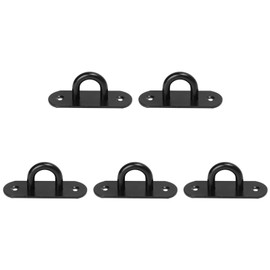 5 PCS Stainless Steel Eye Plate Ceiling Hook Pad Eye Plate Reinforced Load Bearing Door Fixing Buckle Oval Black 9mm/0.35in