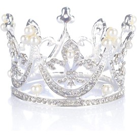 【morning place】 Crown Tiara Hair Accessory for Wedding, Birthday, Gift (Silver)