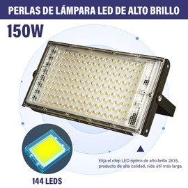 150W Reflector Led para Exterior (1500W), 3000K Luz Calida, Luminario Iluminación Exterior, Focus Led IP66 Resistente al Clima, 144 Leds Lampara Led para Jardin