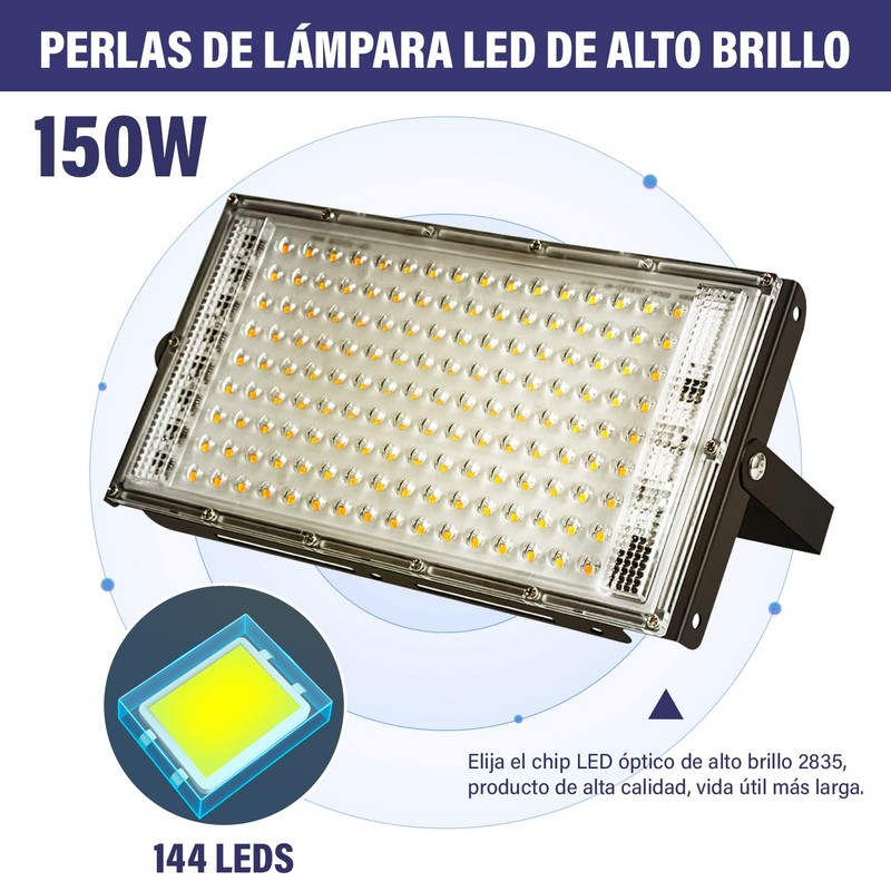 150W Reflector Led para Exterior (1500W), 3000K Luz Calida, Luminario
