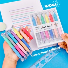 Keratobleem Pack of 6 Highlighters, 12 Assorted Colours Highlighter Pen Markers, Removable Design, Aesthetic Marker Pens Highlighter Set with Cute Cat Paw Caps, Ideal for Office, School