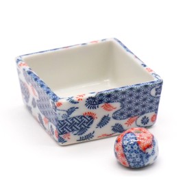 Square Incense Burner, Room Incense Burner, Kimono Pattern, Mino Ware, Made in Japan, Ceramics