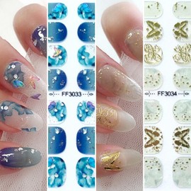 COLORBIRD Nail Seal, Glittering Swallowtail, Spring and Summer, Just Stick Manicure, Crystal, Cute, Butterfly, Flower, Sheer, Foil, Pearl Parts (FF3033 FF3034)