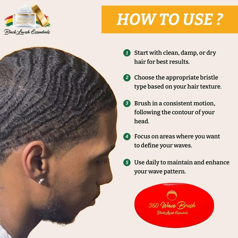 360 Wave Brush, Build Deeper Waves, Soft & Hard Boar