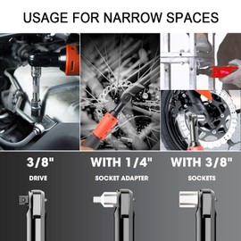 TQUAGGA 18 V Cordless Ratchet Wrench Set, 3/8" Power Ratchet Wrench with 2-Pack 2.0 Ah Batteries, 60 Ft-Lbs Battery Electric Ratchet Wrench with 7 Sockets & LED Light