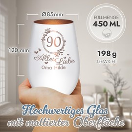 PR Print Royal Windlicht mit Gravur - Alles Liebe - mit Name & Zahl gravieren - Frauen Geburtstagsgeschenk, Personalisierte Geschenke für Familie und Freunde | inkl. Teelicht, 450 ml, Weiß/Bronze