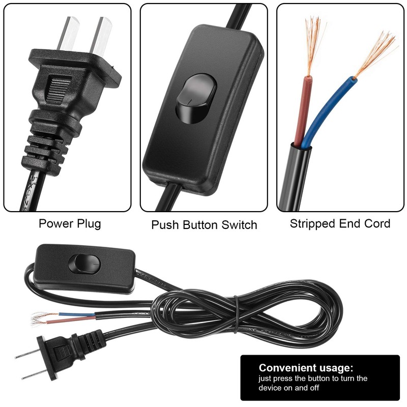 Pelopy 10 Packs Lamp Cord with Plug and Switch Light