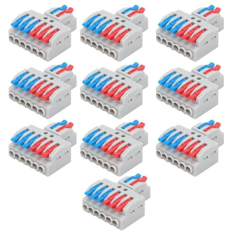 2-in-6-Out Lever Wire Connectors 10-Pack KV426 Push-in Terminal Blocks Compact