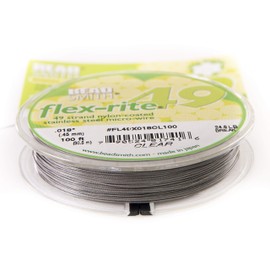 BeadSmith Flex-Rite Beading Wire, 49 Strand .018" Thick, 100 Foot Spool, Clear