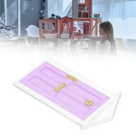 Ongwan Mini Wooden Door Mini Wooden Door Bright Color Vibrant Detail Smooth Edge Dollhouse Miniature Fairy Door 1:12 Dollhouse for Gift (Light Purple)