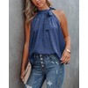 BTFBM Women Sleeveless Tie Mock Neck Summer Tops Loose Casual
