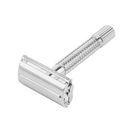 Stainless Steel Double Edge Razor Blades with Mirrored Travel Case, Butterfly Open Razor with Disposable Blade Refill for Clean Shaving Razor for Men, Women