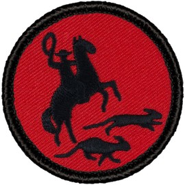 Retro Red and Black Cat Herders Patrol Patch - 2" Diameter Round Embroidered Patch (Hook & Loop Fastener)