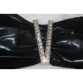 Unbranded Lot of 6 silver metal rhinestone V shaped slide brooch for top bandeau