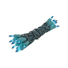Novelty Lights 20 Light Teal Christmas Craft Mini Light Set, Non-Connectable, Green Wire, 8' Long