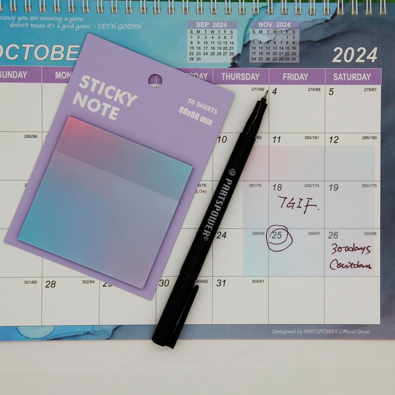 Gradient Transparent Sticky Notes, 8x8 cm See Through Notes for