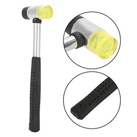 ZJchao Martillo de Goma con Mango para joyería, Herramienta de Doble Cabeza Intercambiable, Martillo de Nailon y Metal para artesanías y Bricolaje,...