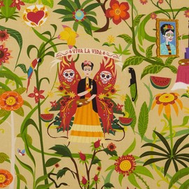 Kt KILOtela - Decorative Fabric Half Panama Organic Cotton Sold by the Metre Home Accessories Tablecloths Cushions Curtains Bags 100cm Length x 280cm Width Frida Beige 1 Metre