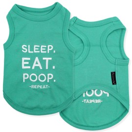 Parisian Pet Dog Tshirt - Embroidered “Sleep, Eat, Poop, Repeat“ Dog Shirt - Lightweight Dog Tank Top - Cotton, Sleeveless Dog Tee Shirts - Machine Washable Dog Shirts for Small Dogs - XS