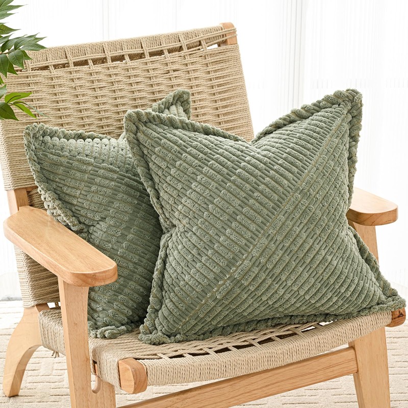 Volcanics Decorative Spring Sage Green Throw Pillow Covers 50x50cm Set