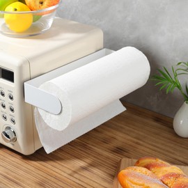 DELITON DELITON Magnetic Paper Towel Holder - Multifunctional White Paper Towel Rack with Strong Magnetic Fit Most Size Paper Towels for Refrigerator, Rv, Garage, BBQ