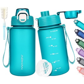 AOHAN Water Bottle 600 ml, BPA Free, Sports Water Bottle, Leak-Proof, Motivational Sports Bottle with Filter for Bike, Fitness, Hiking and School