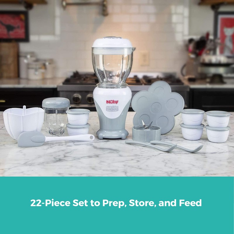 Nuby Mighty Blender with Cookbook - 22-Piece Baby Food Maker