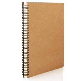 EUSOAR Kraft Hardcover Spiral Notebook, A5 1pack 5.5"X8.3" 160 Pages College Ruled Lined Travel Writing Notebooks Journal, Memo Notepad Sketchbook, Students Office Business Subject Diary Book Journal