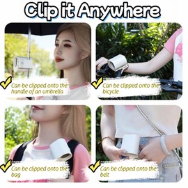 Tileu Small Clip on Fan Portable USB Mini Fan 2025 Upgrade,0-100 Speed Adjustment, Rechargeable Personal With LED Display for Umbrella,Desk,Dorm,Camping,Stroller,Golf,Gym,Beach Travel Outdoors-White