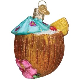 Old World Christmas Tropical Coconut Drink Glass Blown Ornament for Christmas Tree