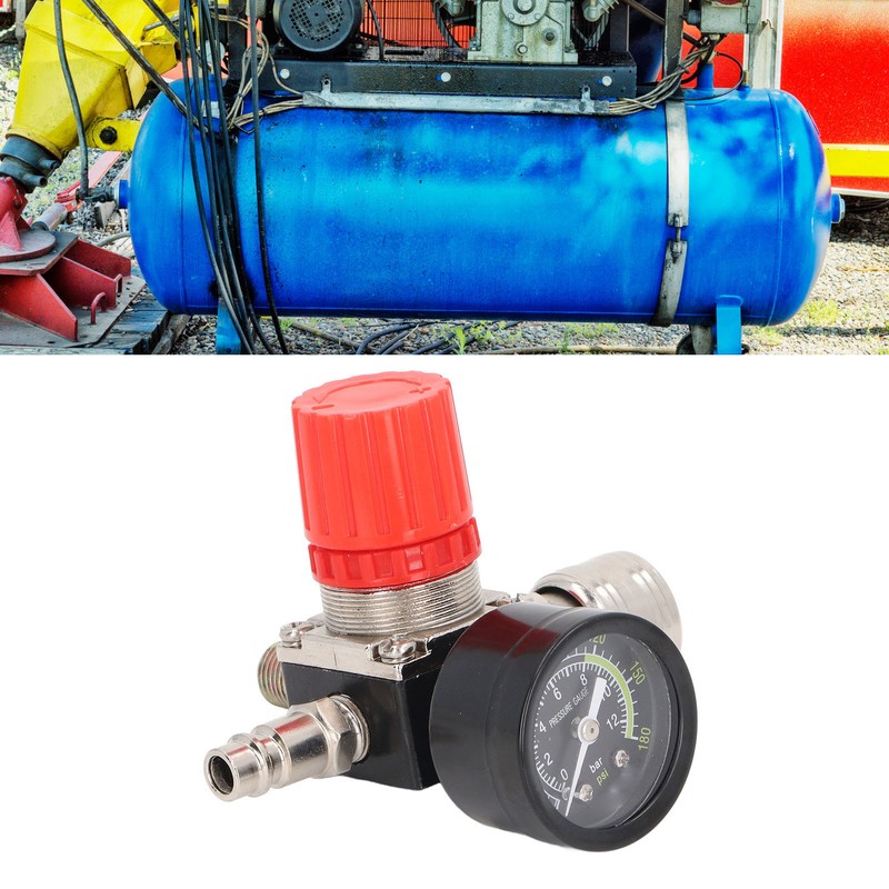 Air Compressor Regulator 4 Holes 0 to 180PSI European Air