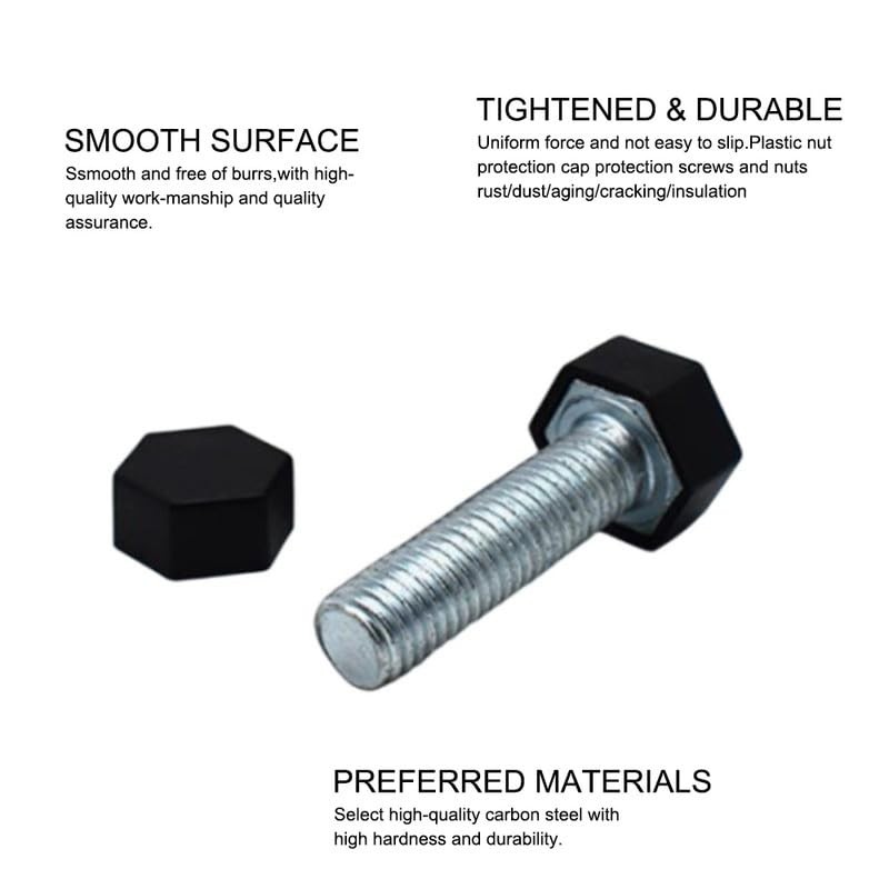 50 Pcs Hex Nut Covers, Black M6*10 * 8 Nut