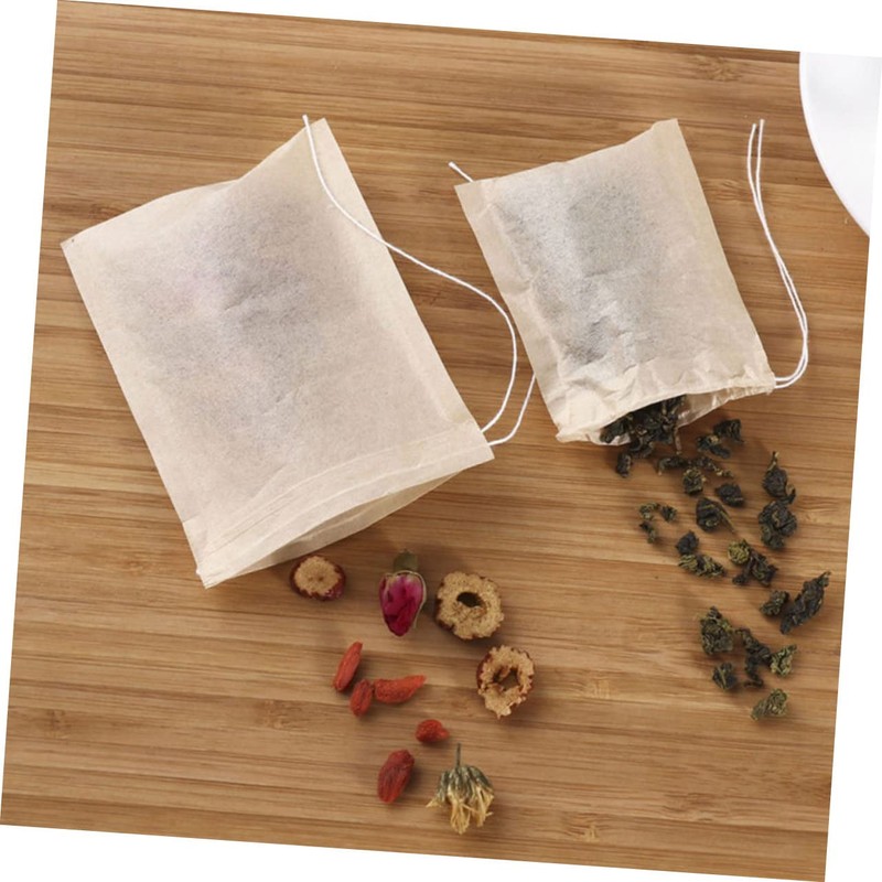 COLLBATH 200pcs Disposable Tea Filter Bags with Drawstring Loose Tea