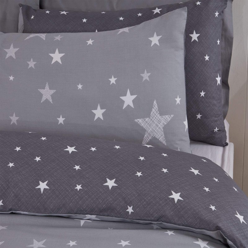 Dreamscene Galaxy Stars Duvet Cover with Pillowcase Kids Reversible Charcoal