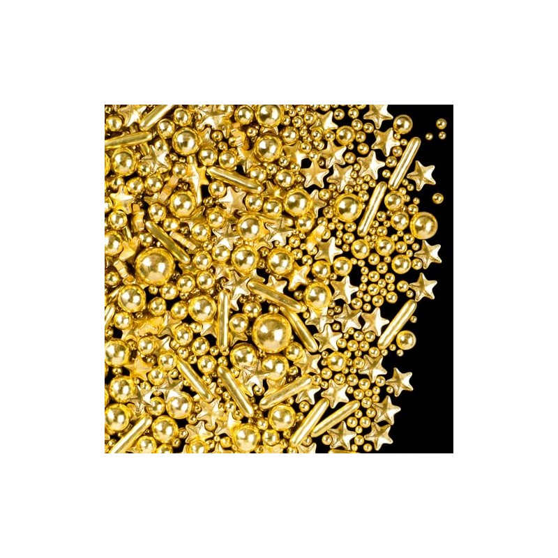 Gold Sprinkles for Cake Decorating, 4.6 oz Edible Pearls Rods